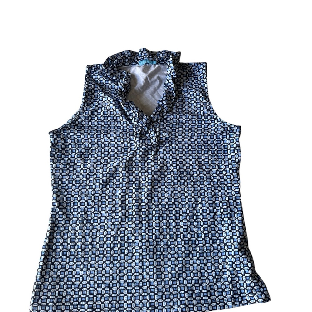 J. McLaughlin Black and White Patterned Blouse